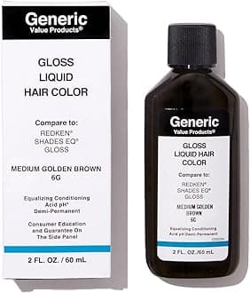 Generic Value Products 6G Medium Golden Brown DemiPermanent Gloss Liquid Hair Color, Adds Gloss for Healthy Looking Hair, Refreshes Color, Tones for a Beautiful Finish, 2 Fl Oz