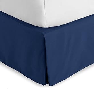 Bare Home Pleated California King Bed Skirt - 15-Inch Tailored Drop Easy Fit - Bed Skirt for Cal King Beds - Center & Corner Pleats (Cal King, Dark Blue)