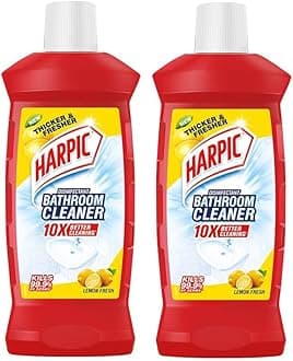 - Harpic Bathroom Cleaner Liquid, Lemon - 1 Litre (Pack of 2) | New Thicker Bathroom Floor Cleaner | Red Harpic Bottle