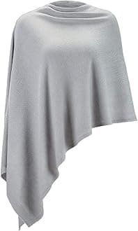 grey women poncho shawl