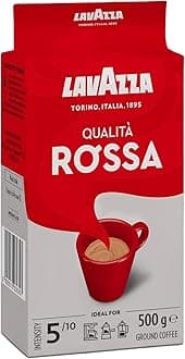 Qualità Rossa, Ground Coffee Espresso, Arabica and Robusta Medium Roast 500 g Pack