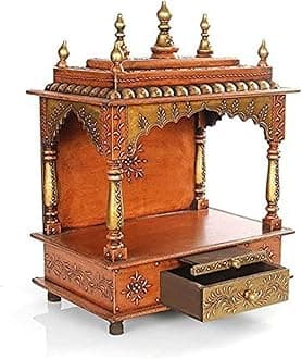 Kamdhenu Art and Craft Wooden Temple/Home Temple/Pooja Mandir/Pooja Mandap/Temple for Home (Coper) 45 x 28 x 60 cm