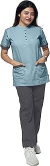 UNIFORM CRAFT Women's Polyester and Cotton Twill Support Staff Uniform, Green and Grey (XXL)