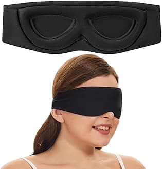 Sleep Mask for Side Sleepers Patented Design, Cup-Shaped and Extra-Soft, 100 Blackout Eye Mask Shades Cover for Men and Women Home or Travel, Machine Washable, Black