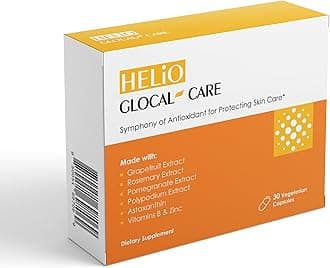 GlocalCare Helio Antioxidant-Rich Sun Defense & Skin Rejuvenation Supplement with Polypodium, Nutroxsun, Astaxanthin & Pomegranate Extract - Fights Photoaging & Oxidative Stress - 30 Capsules