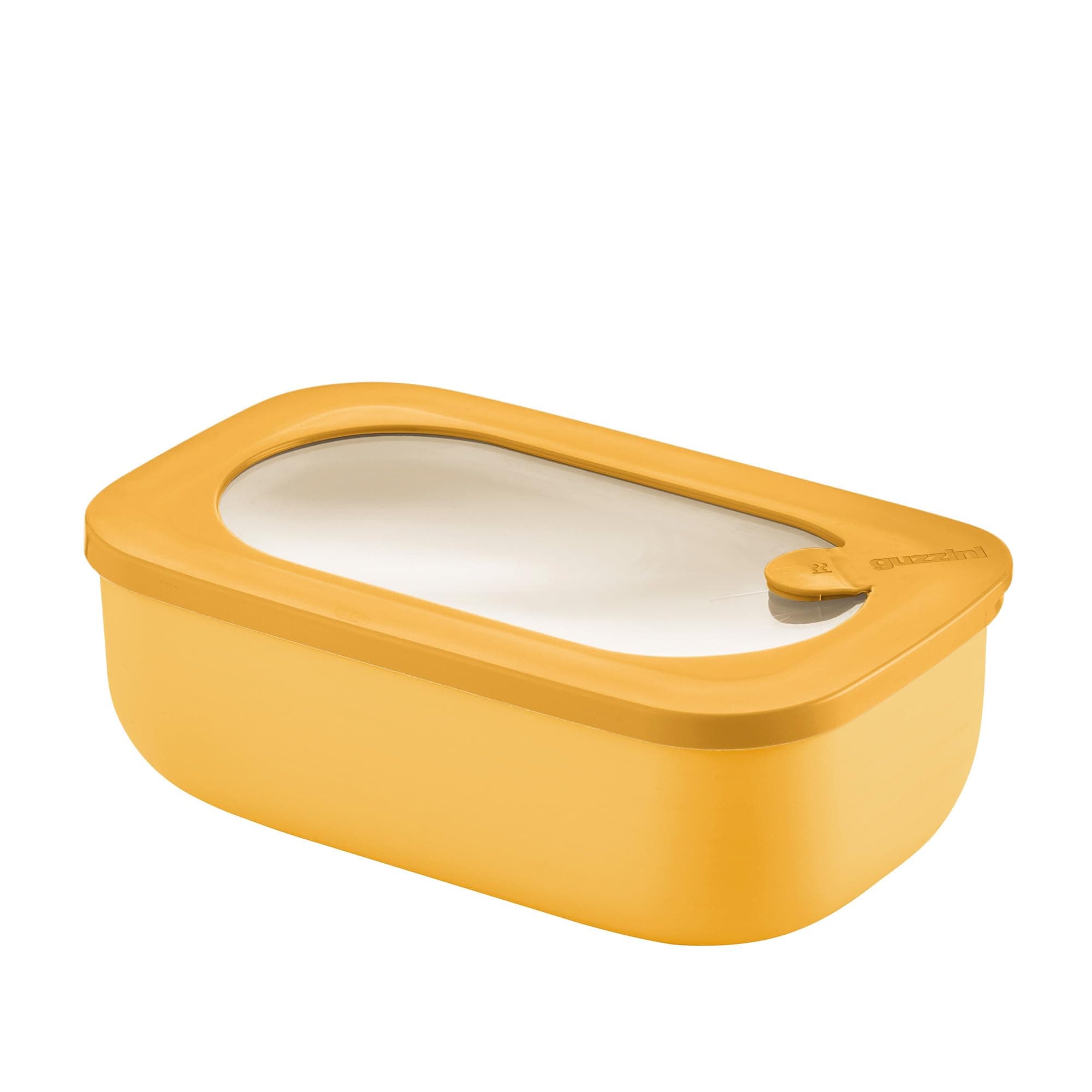 GuzziniKitchen Active Design, Store & More Organic, Tight Closing Rectangular Containers for Fridge/Freezer/Microwave - Mango Yellow, 20 x 12 x H7 cm | 900 ml - 171001236