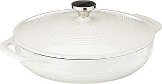 3.6 Quart Enameled Cast Iron Round Casserole With Lid– Dual Handles – Oven Safe up to 500° F or on Stovetop - Use to Marinate, Cook, Bake, Refrigerate and Serve – Oyster White