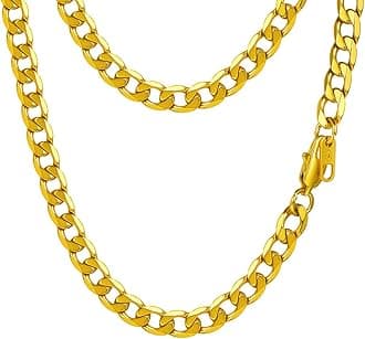 PROSTEEL Men Chains 18K Gold Plated Necklaces for Men Cuban Curb Chains Stainless Steel/Black Neck Link Jewelry for men 6mm Width 24'' Length