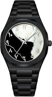 Fashion Men's Quartz Watch with Middle Eastern Arabic Numeral Dial Design Stylish Stainless Steel Waterproof Business Casual Wristwatch