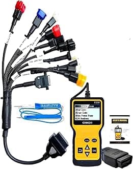 Danlite Bs6 Bike Scanning Cable with V310 OBD-II Scanner Check Engine Fault Code Reader Scanner CAN Diagnostic Scan Tool Battery with Danlite Tester