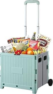 Home Smart Foldable Storage Shopping Cart Multifunctional Storage Cart Portable And Lightweight For Groceries Travel Picnic Camping Office Classic Edition (Green)