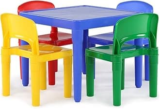 Tot Tutors Kids 5 Piece Square Table and Chair Set