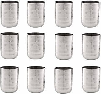 neelam Stainless Steel 7.5, 22 Gauge Diamond Royal Glass, 500 ml, Set of 12, Elegant and Durable Drinking Glass for Water, Juices, and Beverages, Ideal for Daily Use, Parties, Easy to Clean, Sliver