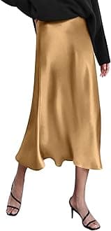 Zeagoo Skirts for Women High Waist Skirt Elegant Midi Skirt Satin