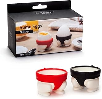 PELEG DESIGN Sumo Eggs - Soft or Hard Boiled Egg Cup Holders (Set of 2) Sumo - Utensil Kitchen Decor