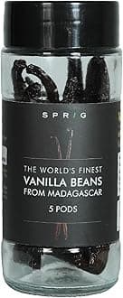 - Sprig Finest | 5 Bourbon Vanilla Beans from Madagascar | Grade A - NFN | 15-17cm | Non- Split | Blemish Free | Gourmet Quality for Baking, Making Extracts, Beverages, Desserts, Cocktails & Cooking