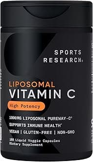 High Potency Liposomal Vitamin C Supplement 1000 mg – Certified Vegan, Non-GMO, Gluten Free | Antioxidant & Immune Support | Ascorbic Acid Vitamin C | 180 Liquid Veggie Capsules