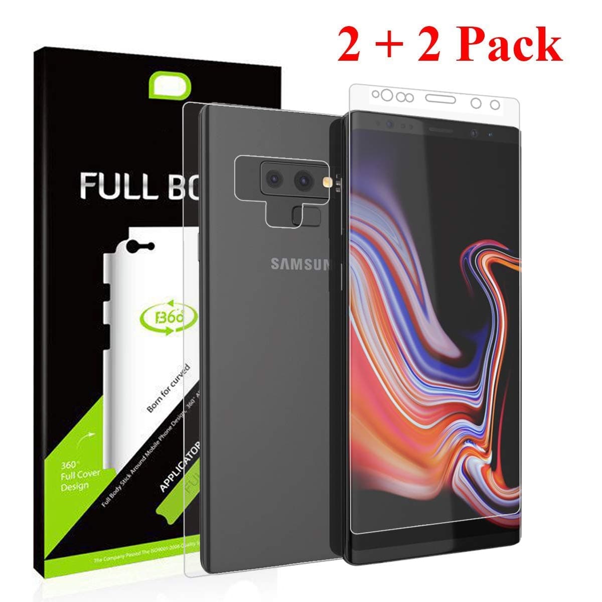 Galaxy Note 9 Screen Protector, Eontry Hydrogel Flex Film Front and Back Screen Protector [Full Screen Coverage][Easy Installation Tool] for Samsung Galaxy Note 9 2018 Release [2-Pack]