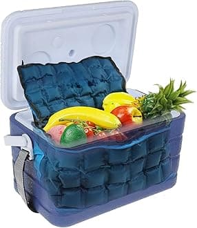 Water-Activated Freezable Cooler Bag, 8-Hour Long-Lasting Cooling, No Ice Packs Needed, Reusable Non-Gel Cold Box for Camping, Ice Cube Tray, Beverages & First Aid (12"x8"x7")