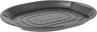 Non-Stick Premium Large Multi-Purpose Crisper Carbon Steel Oven Tray for Chips, Wedges and Vegetables - Length 39cm x Width 34cm - Silver