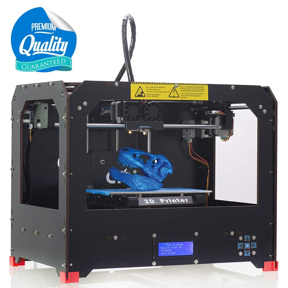 3D Printer, Dual Extruder Desktop 3D Printer CTC FDM 3D Printer Kit Reprap Prusa I3 LCD Screen PLA/ABS Coil 1.75MM DIY 3D Printer Kit 220x150x150mm