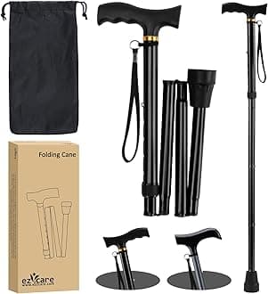Walking Stick- Adjustable Lightweight Walking Cane, Collapsible Portable Mobility Aids for Seniors, Adults, Disabled, Elderly, Foldable Travel Walking Stick for Men and Women