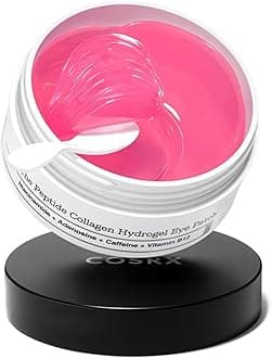 Pink Peptides Collagen Hydrogel Eye Patch for Puffy Eyes, Dark Circles & Fine Lines, Cooling Under Eye Patches (60), Korean Skin Care