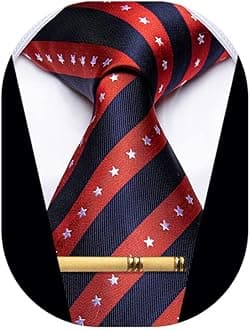 YourTies Men's Neckties Striped Tie and Plaid Neckties for Men Woven Silk Tie Gold Tie Clip Set