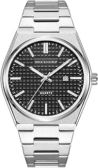 Silver Date Stainless Steel Strap Analog Watch for Men & Boys -WCH106