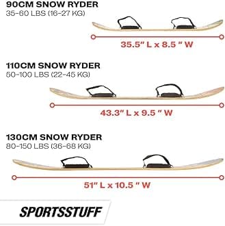 SportsStuff Snow Ryder 110cm Hardwood Snowboard w/hook and loop Bindings