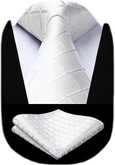 HISDERN Plaid Checkered Tie Handkerchief Woven Classic Formal Men's Necktie & Pocket Square Set