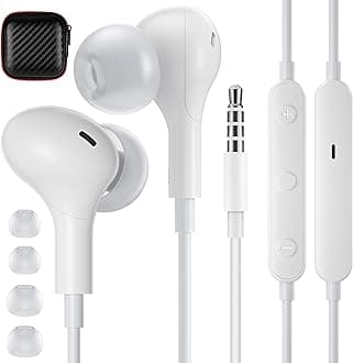 APETOO 3.5mm Headphones Magnetic in-Ear Earphones Wired Earbuds with Microphone Volume Control HiFi Stereo Noise Canceling for iPhone, Samsung, Computer, Laptop, MP3/MP4, Android, Kids, School Student