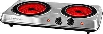 Ovente Countertop Burner, Infrared Ceramic Glass Double Plate Cooktop, Indoor and Outdoor Portable Stove, 1700 Watts (BGI102)