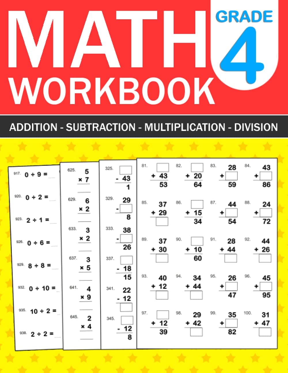 Math Workbook Grade 4: Math Practice Workbook For Grade 4 with Addition,Subtraction,multiplication and division Exercises | 4th grade math workbook | One page per day to be great at math