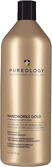 Pureology Nanoworks Gold, Shampoo, For Fine, Very Dry, Colour-Treated Hair, Renews Softness And Shine, Vegan Formulas, Sulphate Free, 1000ml