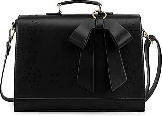 ECOSUSI Ladies PU Leather Laptop Bag Briefcase Crossbody Messenger Bags Satchel Purse Fit 14" Laptop, Black