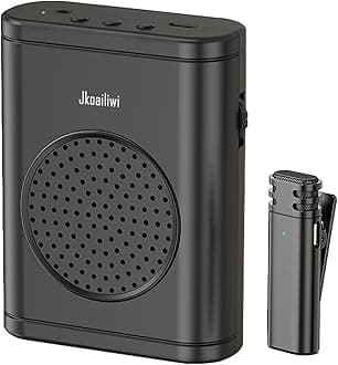 Jkoailiwi Portable Bluetooth Voice Amplifier with Wireless Lavalier Microphon...