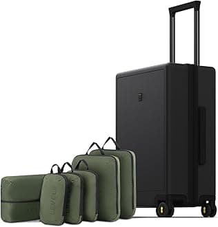 Carry on Luggage Airline Approved with 6 Set Packing Cubes, Small Carry on Suitcases with Wheels, Lightweight Hardside Textured Luggage for Travel, Tsa Approved, 20-Inch, Black