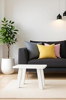 SBF Furniture Mini Rectangle Side Table, 35 cm, Matte Finish, Modern Minimalist Design, 4 Angled Legs (White)