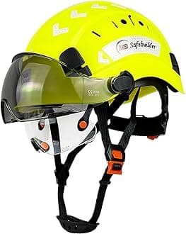 Construction Safety Helmet with Build-in Visor ABS Hard Hat with Visor Adjustable Ventilation Hardhats Work Head Protection ANSI/ISEA Z89.1
