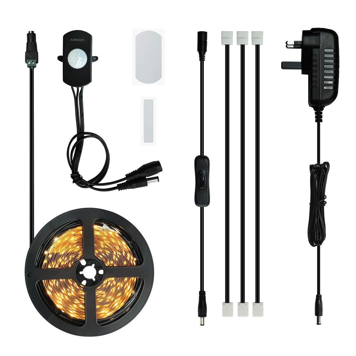 19.7ft Motion Sensor Strip Lighting Kit with Motion Sensor Switch,Under Cabinet Lightingh for Kitchen Cabinet, Stairs 30W