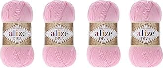 Hand Knitting Yarn 100% Microfiber Acrylic Yarn Alize Diva Silk Effect Thread Crochet Art Lace Craft Lot of 4 skeins 400gr 1532yds (291)