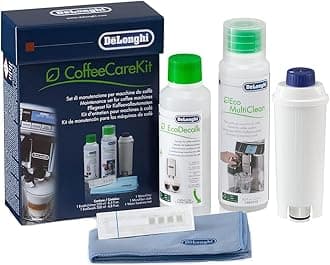 DLSC306 Coffee Care Kit – Maintenance Set with Water Filter, 200ml EcoDecalk, 250ml Eco MultiClean, Microfibre Cloth & Water Hardness Test for Automatic Coffee Machines