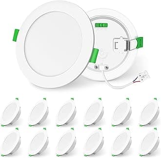 ALUSSO LIGHTING LED Downlights Dimmable Recessed Ceiling Lights 8W 850lm High Brightness, 3000K Warm 4000K Neutral 6500K Cool White Bathroom Spot Lights Ceiling Ultra Slim Spotlights IP44, 12 Pack [Energy Class E]