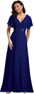 Ever-Pretty Women's Formal Mother of Bride Dresses Short Sleeve Chiffon Empire Waist Floor Length Bridesmaid Dress 09890