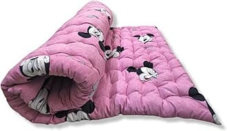 Deevine Craft Soft Cotton Quilt | Foldable Movable Picnic Light Weight Filled Single Firm Mattress| Gadda (3D Design Printed, 1 Sleeping Capacity, 3 x 6 ft or 72 x 36 Inches) (Pink Mouse)