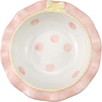 Bitray Cute Ceramic Bowls Pink Dot Ceramic Bowl Ceramic Salad Bowl Porcelain Dessert Bowl Suitable for Rice, Grain, Fruit, Cake Dim Sum (Pink-5 Inch)