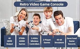 X9 Pro Retro Game Stick 4K,Preloaded Game Console 42000+ Classic Games 46+ Simulators, 2.4G Wireless Controllers, Plug and Play Retro TV Games(128G)