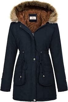 GRACE KARIN Women's Winter Coats Fleece Parkas Anoraks Hooded Military Jacket Coats