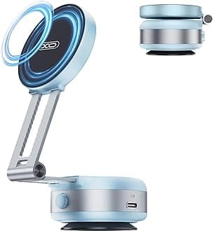 Vacuum Suction Magnetic Car Phone Holder, Electric Magnetic Car Phone Holder Mount Foldable Adjustable Car Mount for iPhone12-16,Mirror/Glass/Screen/Smooth None Porous Surface (Not Charge Phone)